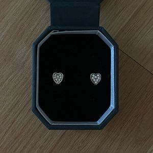 Silver embellished heart shaped earrings from Brighton